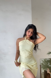 Butter Yellow Halter Dress